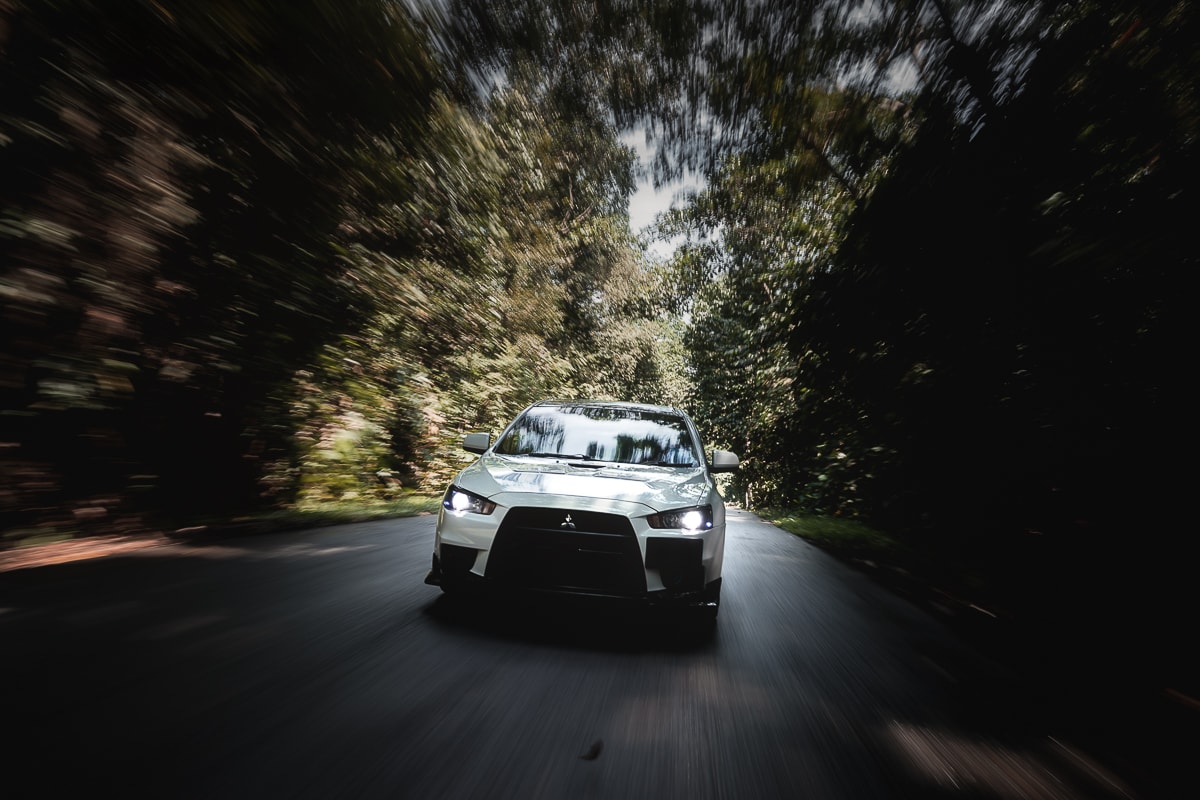Evo 10 Car photoshoot - rolling shot taken in singapore road