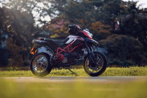 Ducati Hypermotard supermoto bike portrait high key lighting