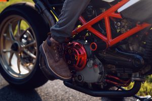 Ducati Hypermotard supermoto bike portrait high key lighting